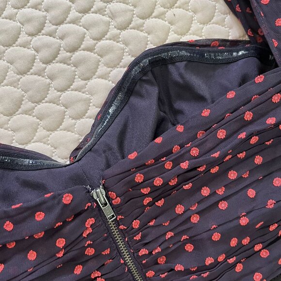 NWOT Self Portrait Plumetis Black & Red Polka Dot Mini Dress US 6 - Picture 15 of 16